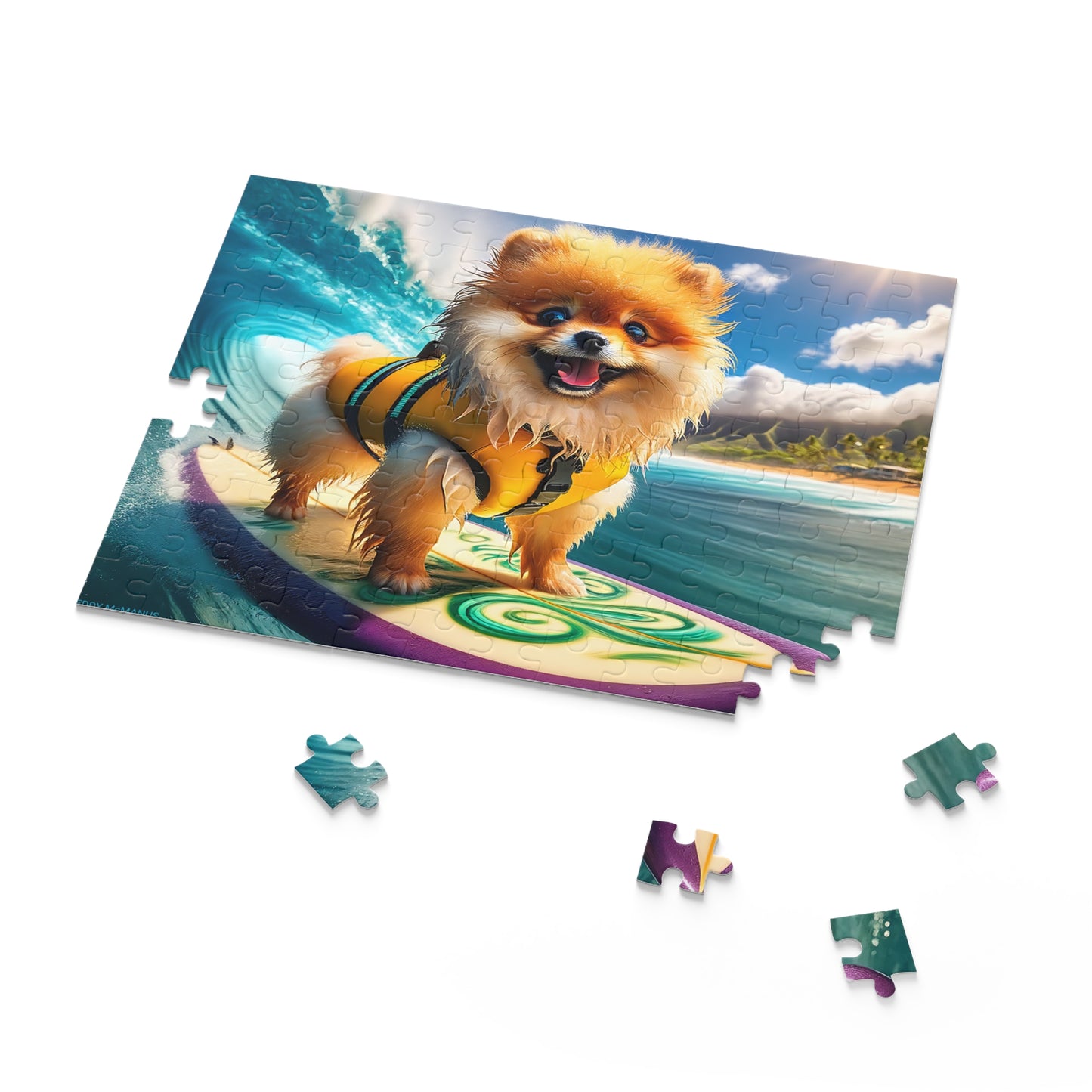 Surf Pups! Surfing Pomeranian Puppy Puzzle 6 - (120, 252, 500-Piece)