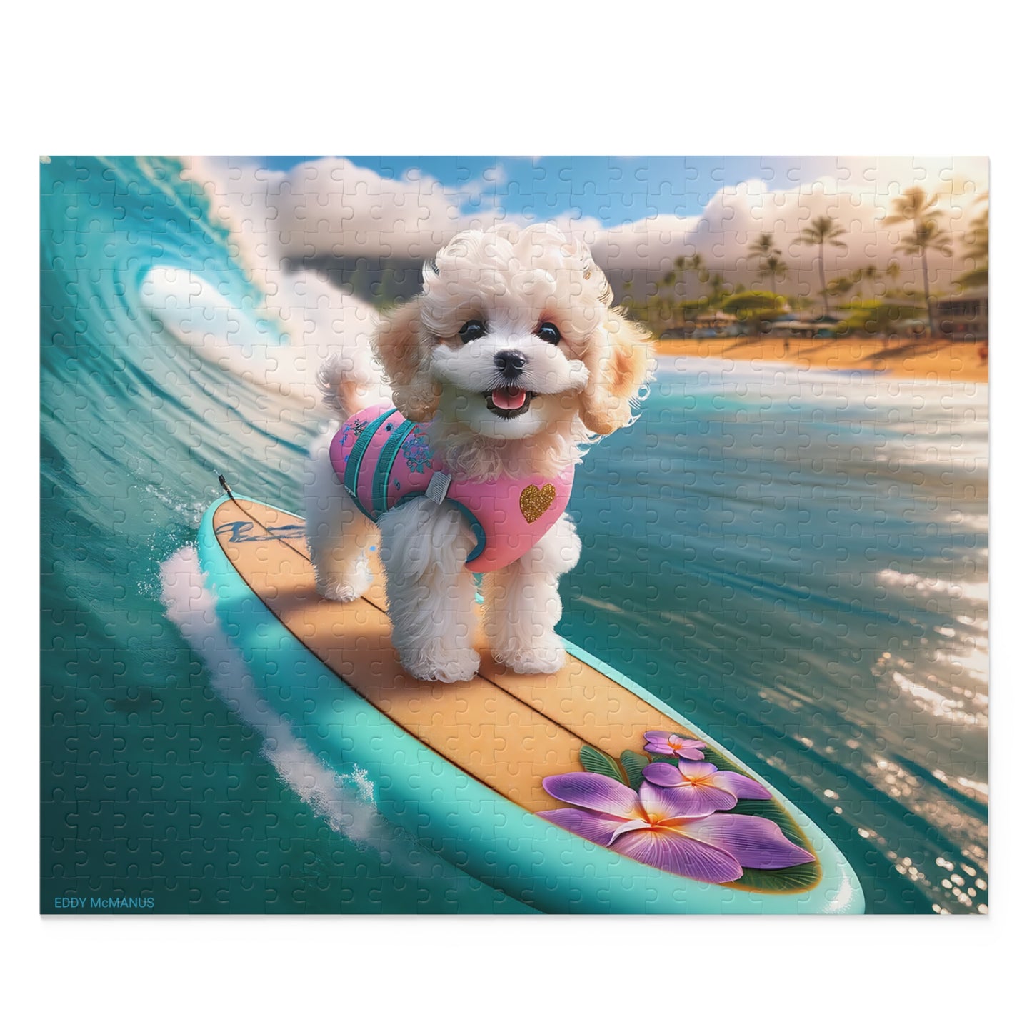 Surf Pups! Surfing Poodle Puppy Puzzle 7 - (120, 252, 500-Piece)