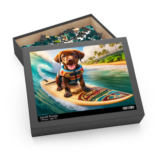 Surf Pups! Surfing Labrador Puppy Puzzle 10 - (120, 252, 500-Piece)