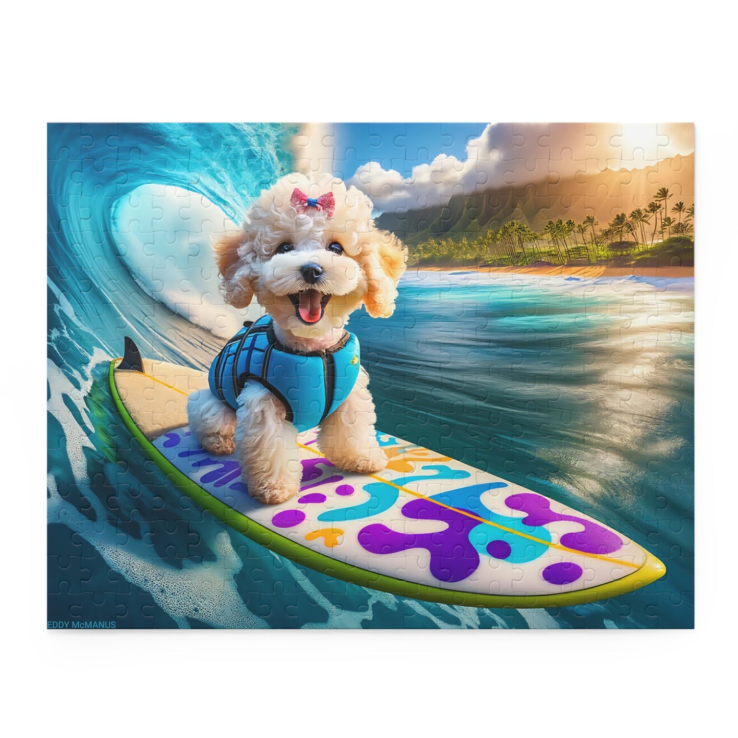 Surf Pups! Surfing Poodle Puppy Puzzle 2 - (120, 252, 500-Piece)