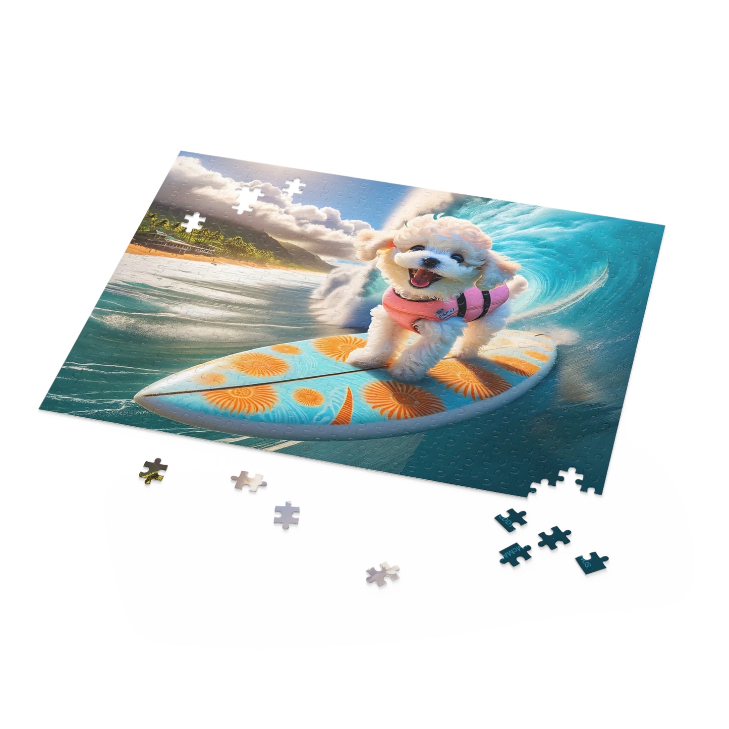 Surf Pups! Surfing Poodle Puppy Puzzle 11 - (120, 252, 500-Piece)