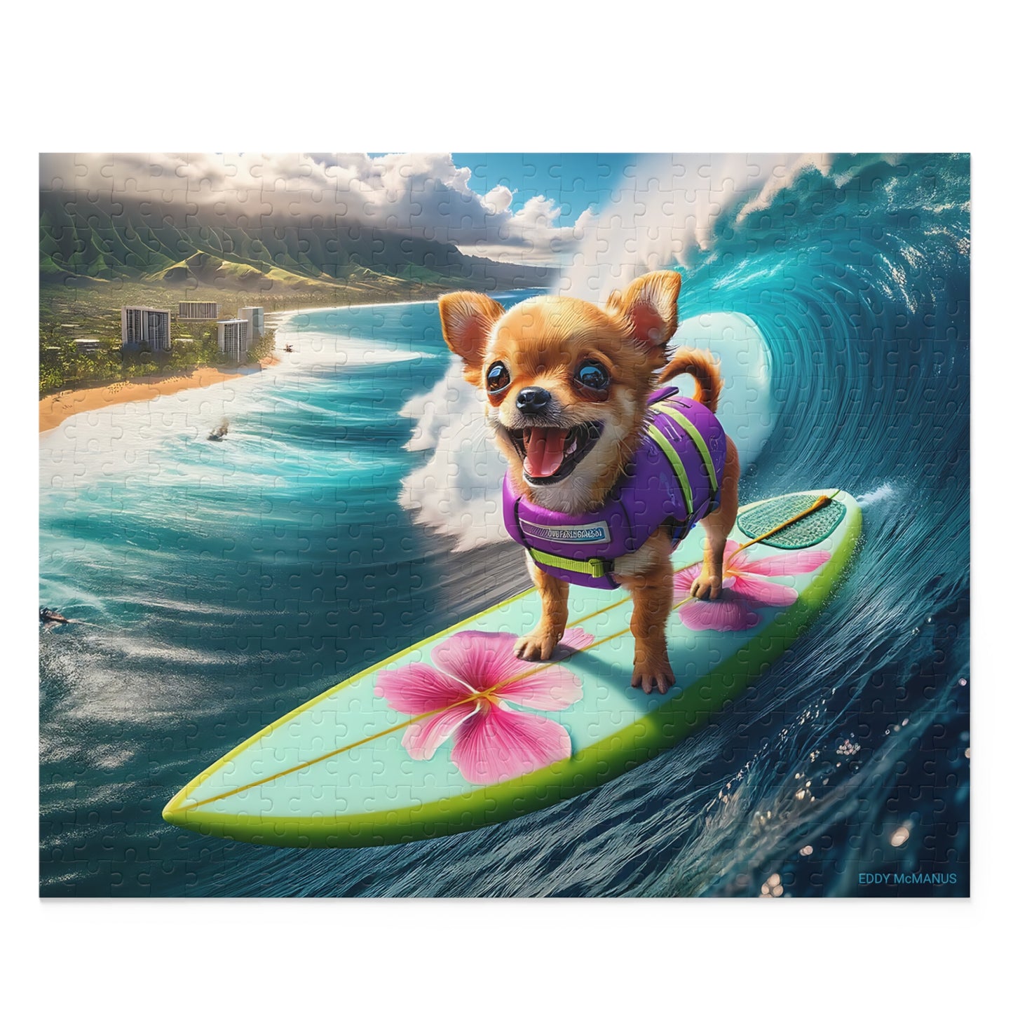 Surf Pups! Surfing Chihuahua Puppy Puzzle 1 - (120, 252, 500-Piece)