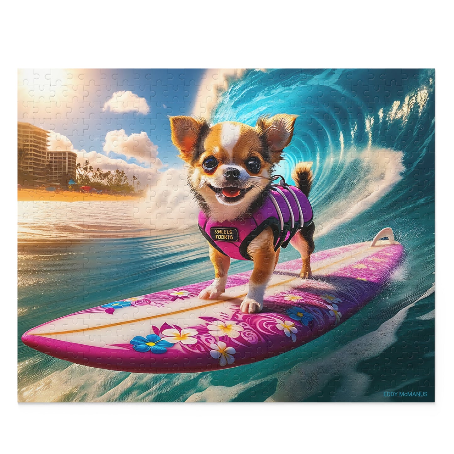 Surf Pups! Surfing Chihuahua Puppy Puzzle 8 - (120, 252, 500-Piece)