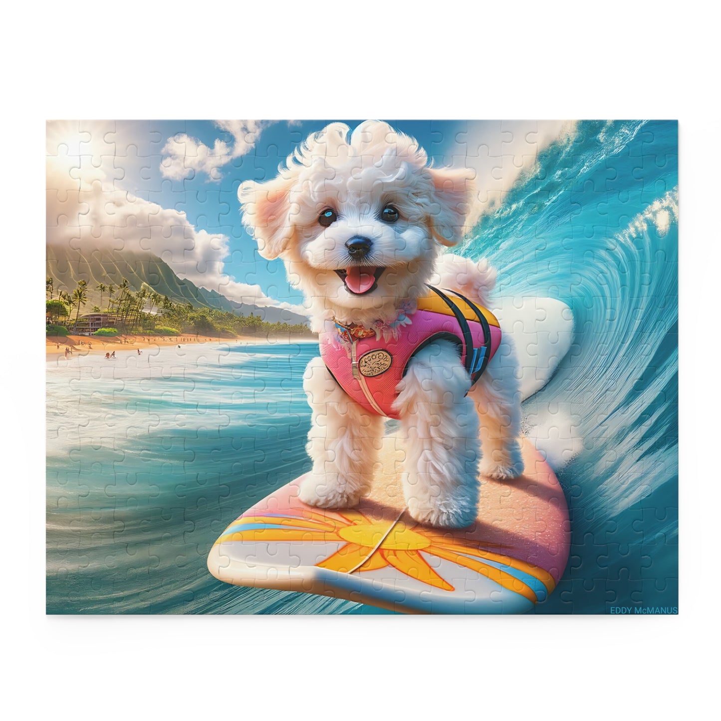 Surf Pups! Surfing Poodle Puppy Puzzle 4 - (120, 252, 500-Piece)