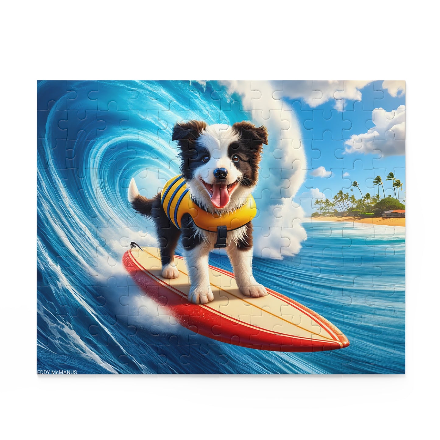 Surf Pups! Surfing Border Collie Puppy Puzzle 5 - (120, 252, 500-Piece)