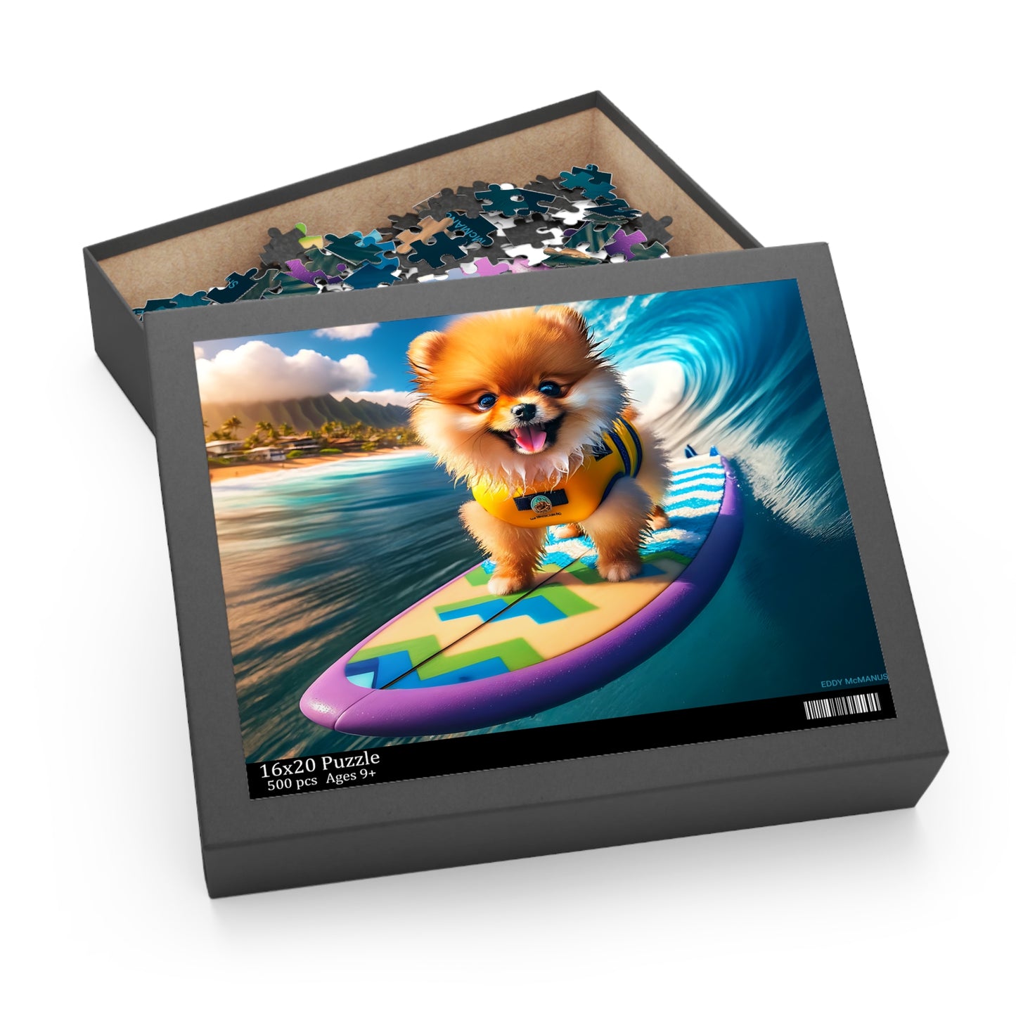 Surf Pups! Surfing Pomeranian Puppy Puzzle 7 - (120, 252, 500-Piece)