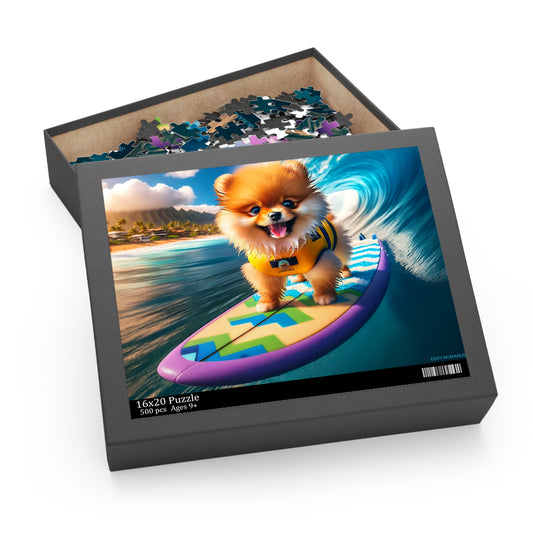Surf Pups! Surfing Pomeranian Puppy Puzzle 7 - (120, 252, 500-Piece)