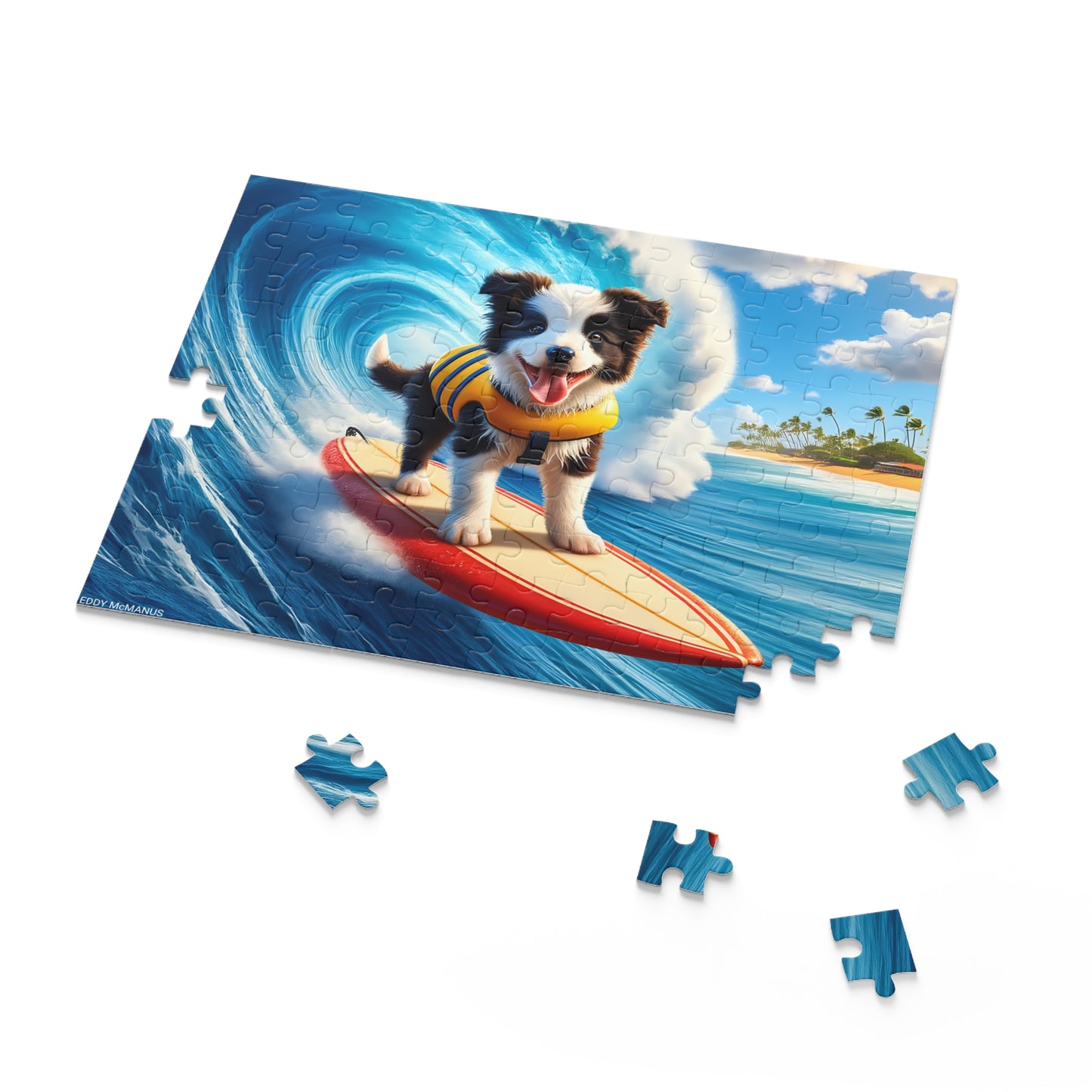 Surf Pups! Surfing Border Collie Puppy Puzzle 5 - (120, 252, 500-Piece)