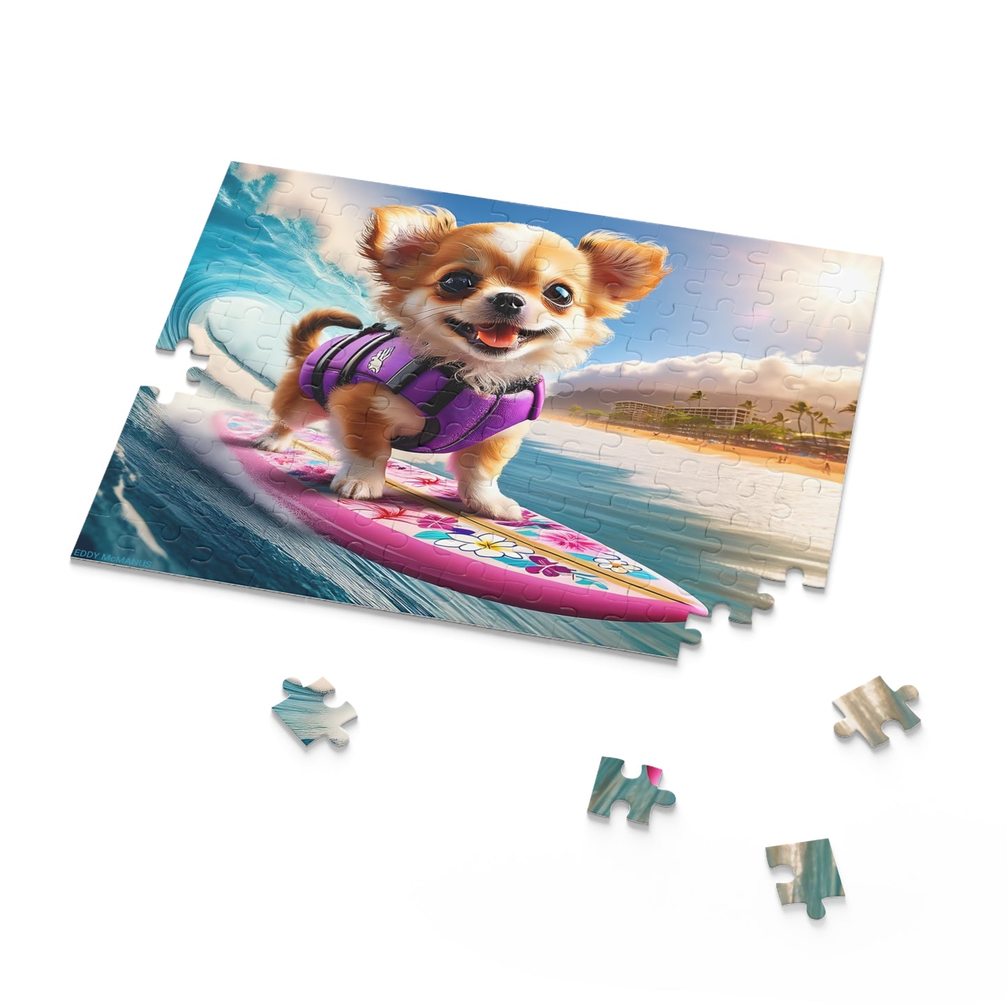 Surf Pups! Surfing Chihuahua Puppy Puzzle 7 - (120, 252, 500-Piece)
