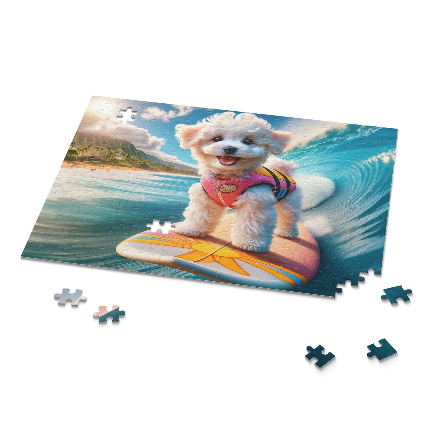Surf Pups! Surfing Poodle Puppy Puzzle 4 - (120, 252, 500-Piece)