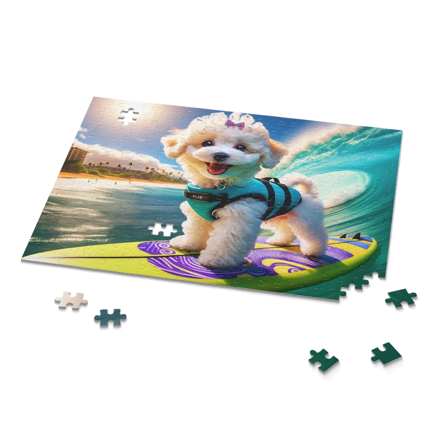 Surf Pups! Surfing Poodle Puppy Puzzle 1 - (120, 252, 500-Piece)
