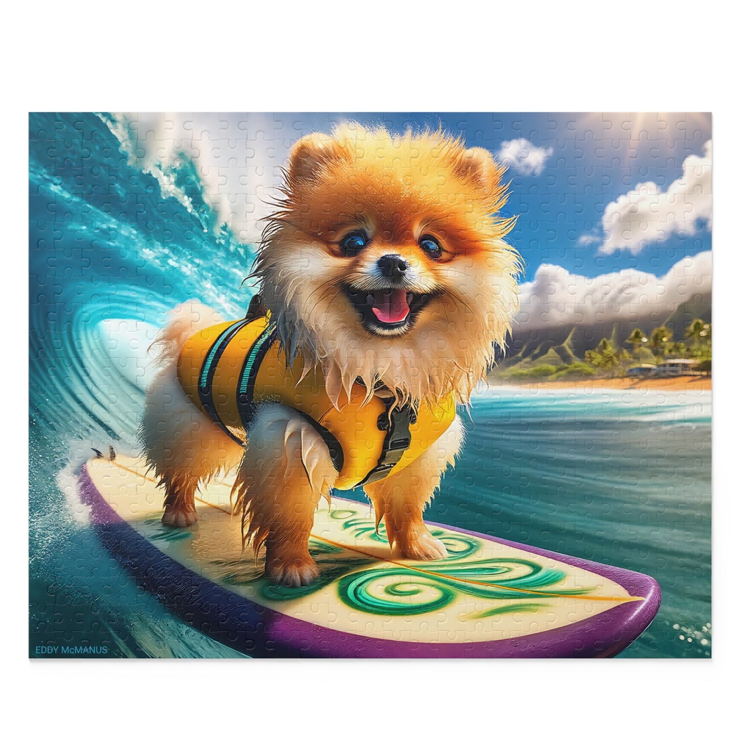 Surf Pups! Surfing Pomeranian Puppy Puzzle 6 - (120, 252, 500-Piece)
