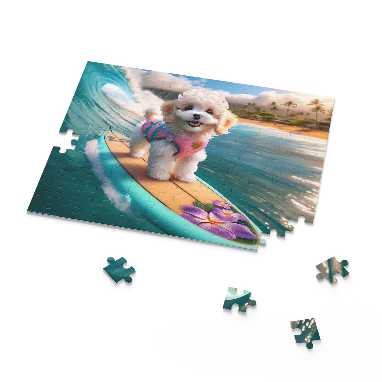 Surf Pups! Surfing Poodle Puppy Puzzle 7 - (120, 252, 500-Piece)