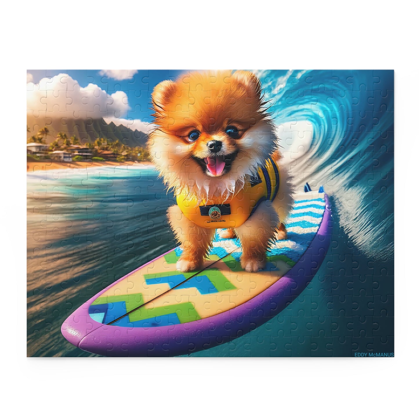 Surf Pups! Surfing Pomeranian Puppy Puzzle 7 - (120, 252, 500-Piece)