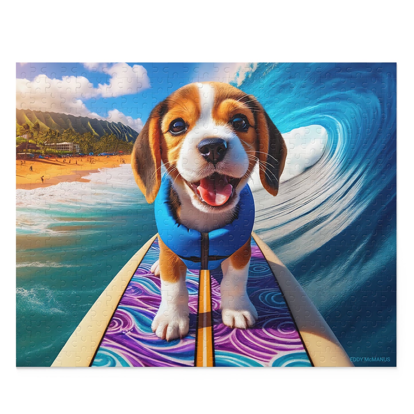 Surf Pups! Surfing Beagle Puppy Puzzle 8 (120, 252, 500-Piece)