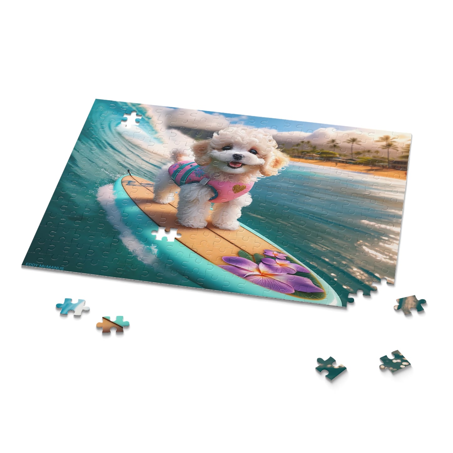 Surf Pups! Surfing Poodle Puppy Puzzle 7 - (120, 252, 500-Piece)