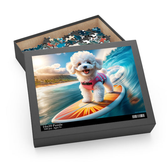 Surf Pups! Surfing Poodle Puppy Puzzle 3 - (120, 252, 500-Piece)