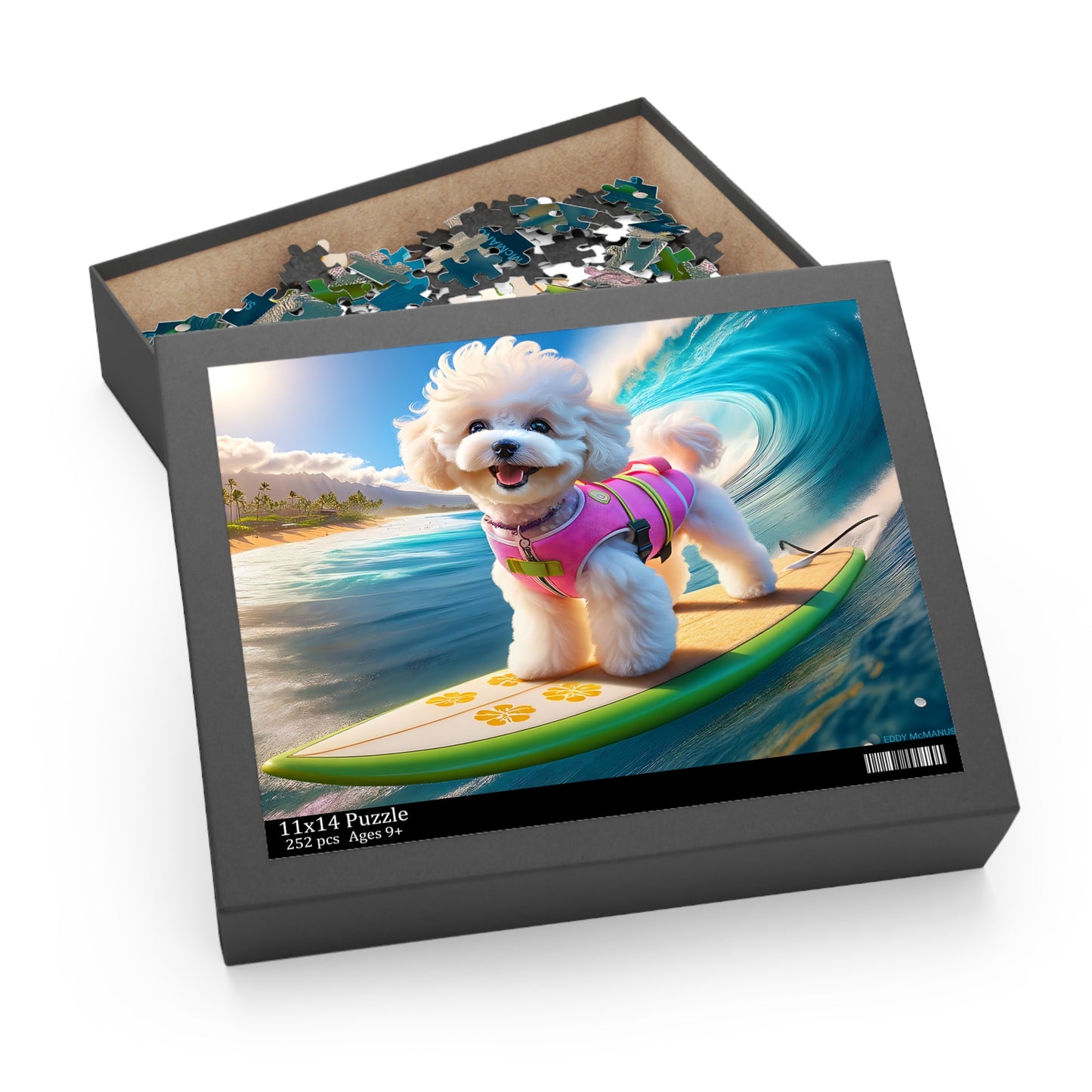 Surf Pups! Surfing Poodle Puppy Puzzle 8 - (120, 252, 500-Piece)