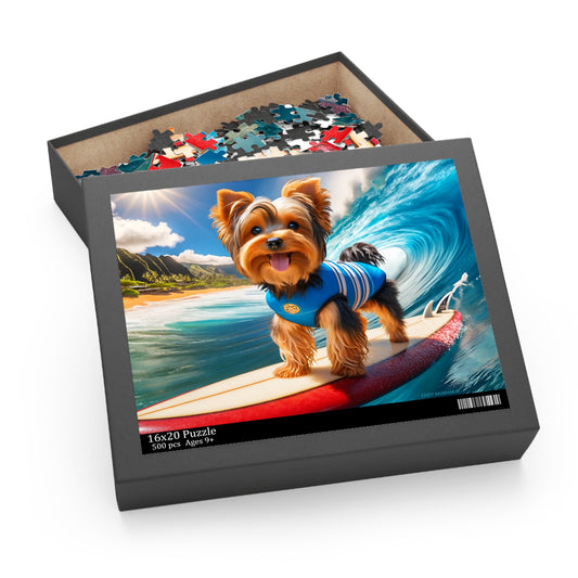 Surf Pups! Surfing Yorkie Puppy Puzzle 8 - (120, 252, 500-Piece)