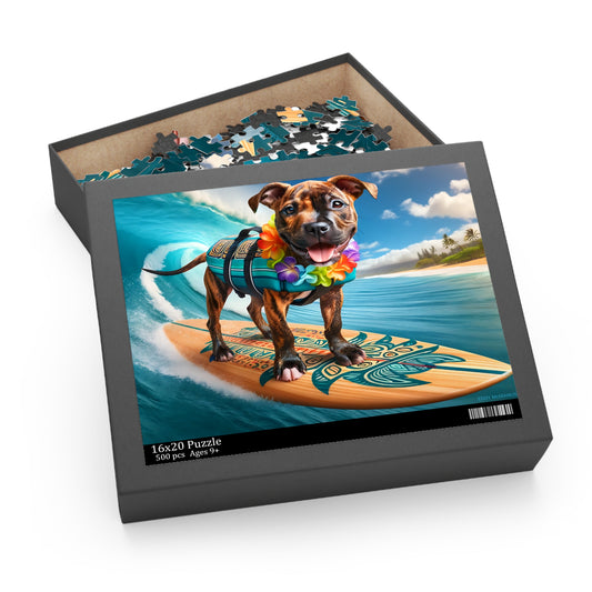 Surf Pups! Surfing Pit Bull Puppy Puzzle 6 - (120, 252, 500-Piece)