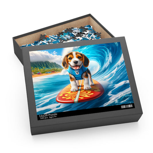 Surf Pups! Surfing Beagle Puppy Puzzle 3 (120, 252, 500-Piece)