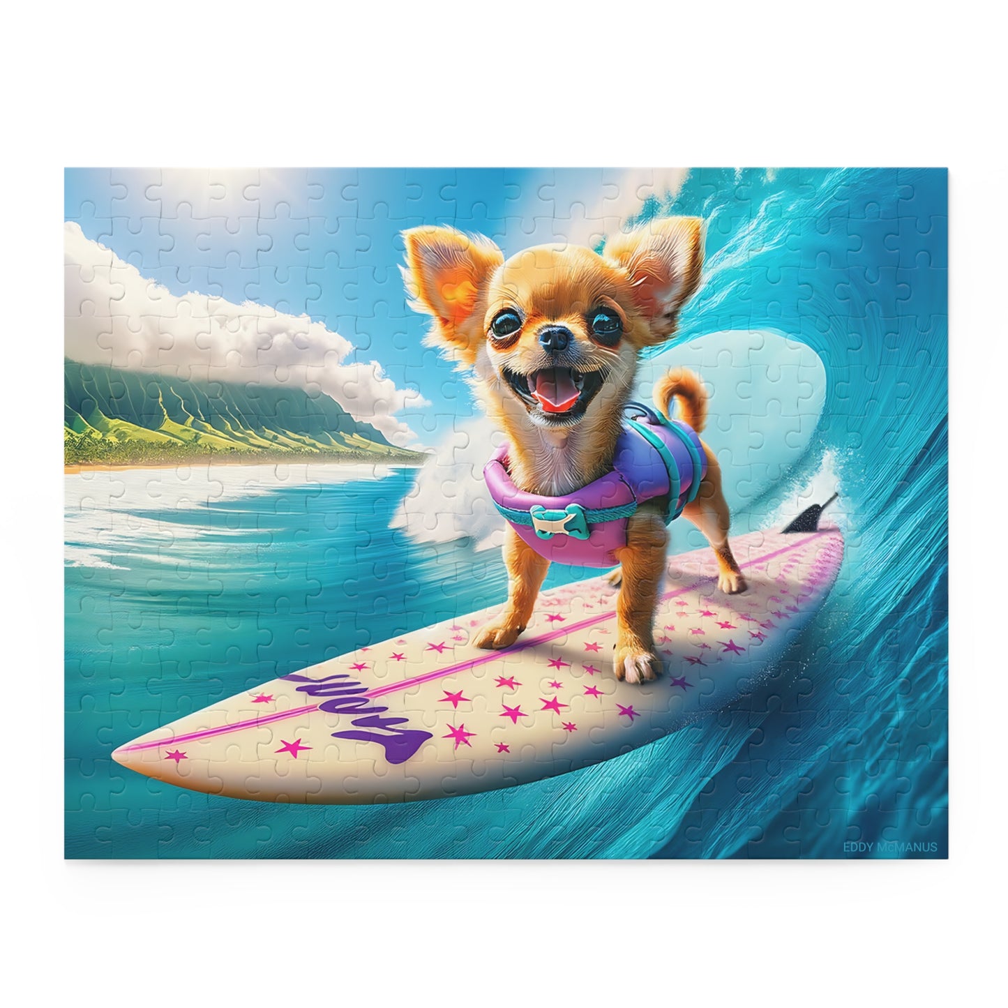 Surf Pups! Surfing Chihuahua Puppy Puzzle 9 - (120, 252, 500-Piece)