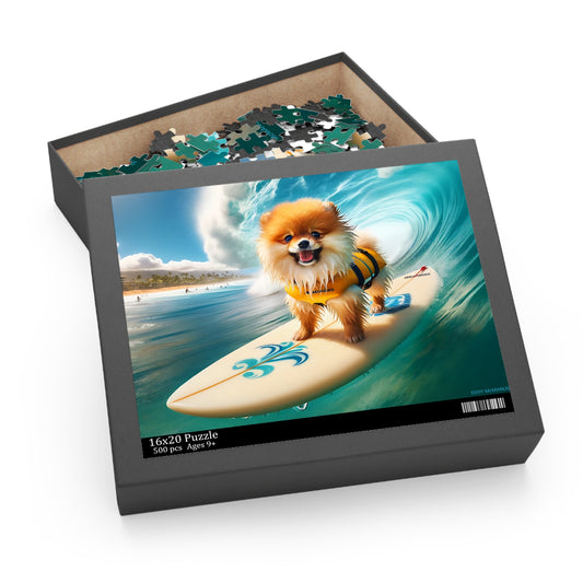 Surf Pups! Surfing Pomeranian Puppy Puzzle 8 - (120, 252, 500-Piece)