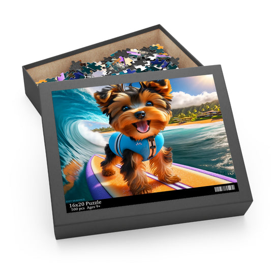 Surf Pups! Surfing Yorkie Puppy Puzzle 2 - (120, 252, 500-Piece)