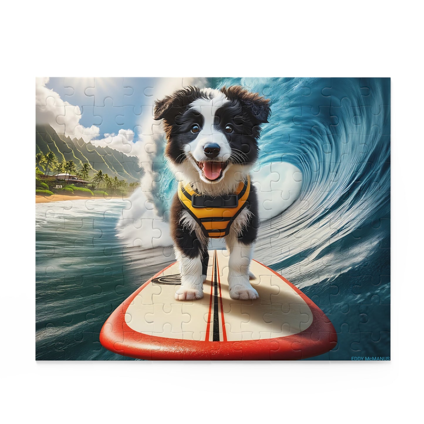 Surf Pups! Surfing Border Collie Puppy Puzzle 1 - (120, 252, 500-Piece)