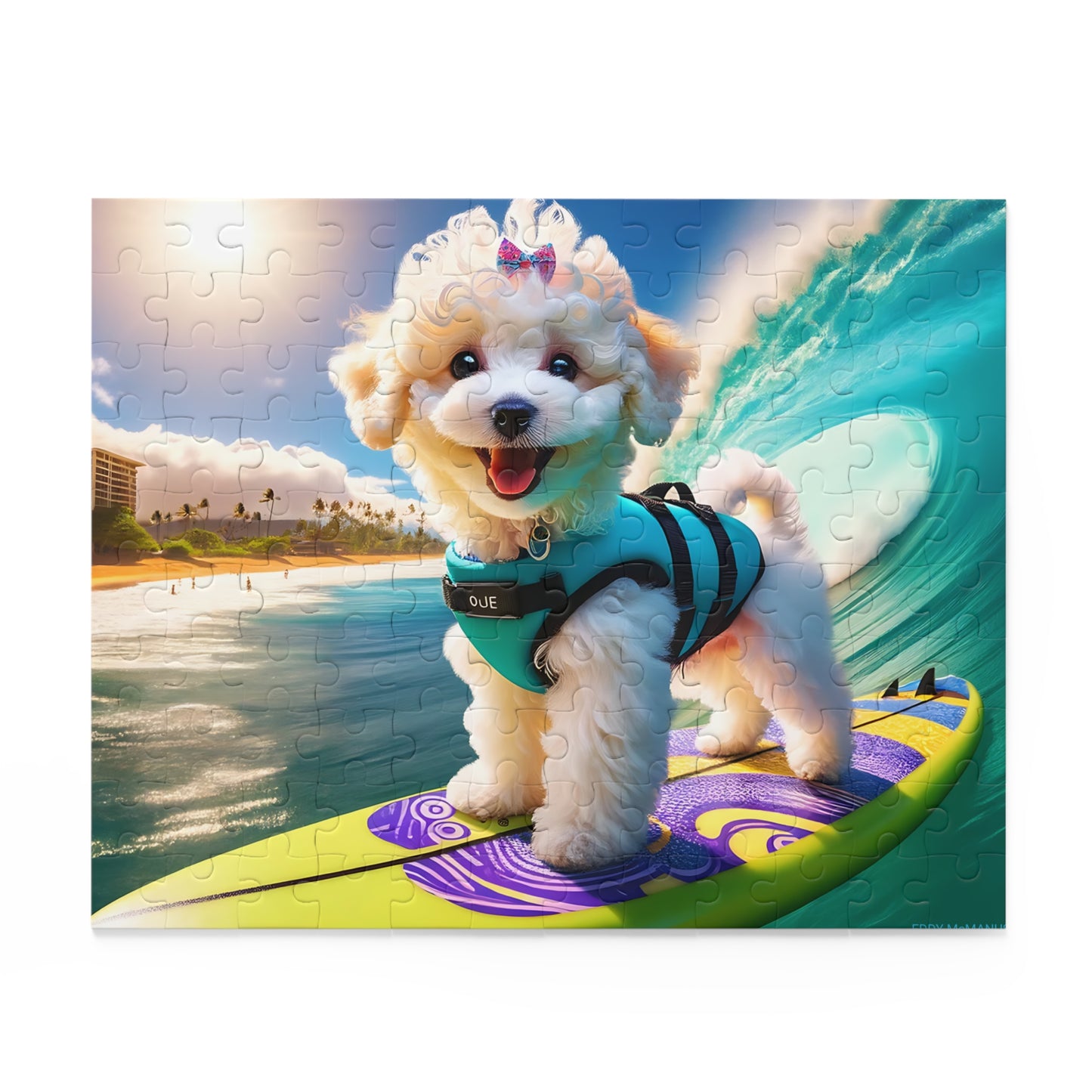 Surf Pups! Surfing Poodle Puppy Puzzle 1 - (120, 252, 500-Piece)
