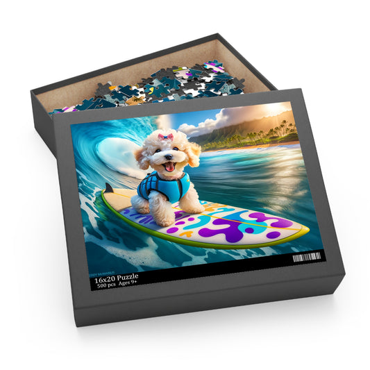 Surf Pups! Surfing Poodle Puppy Puzzle 2 - (120, 252, 500-Piece)