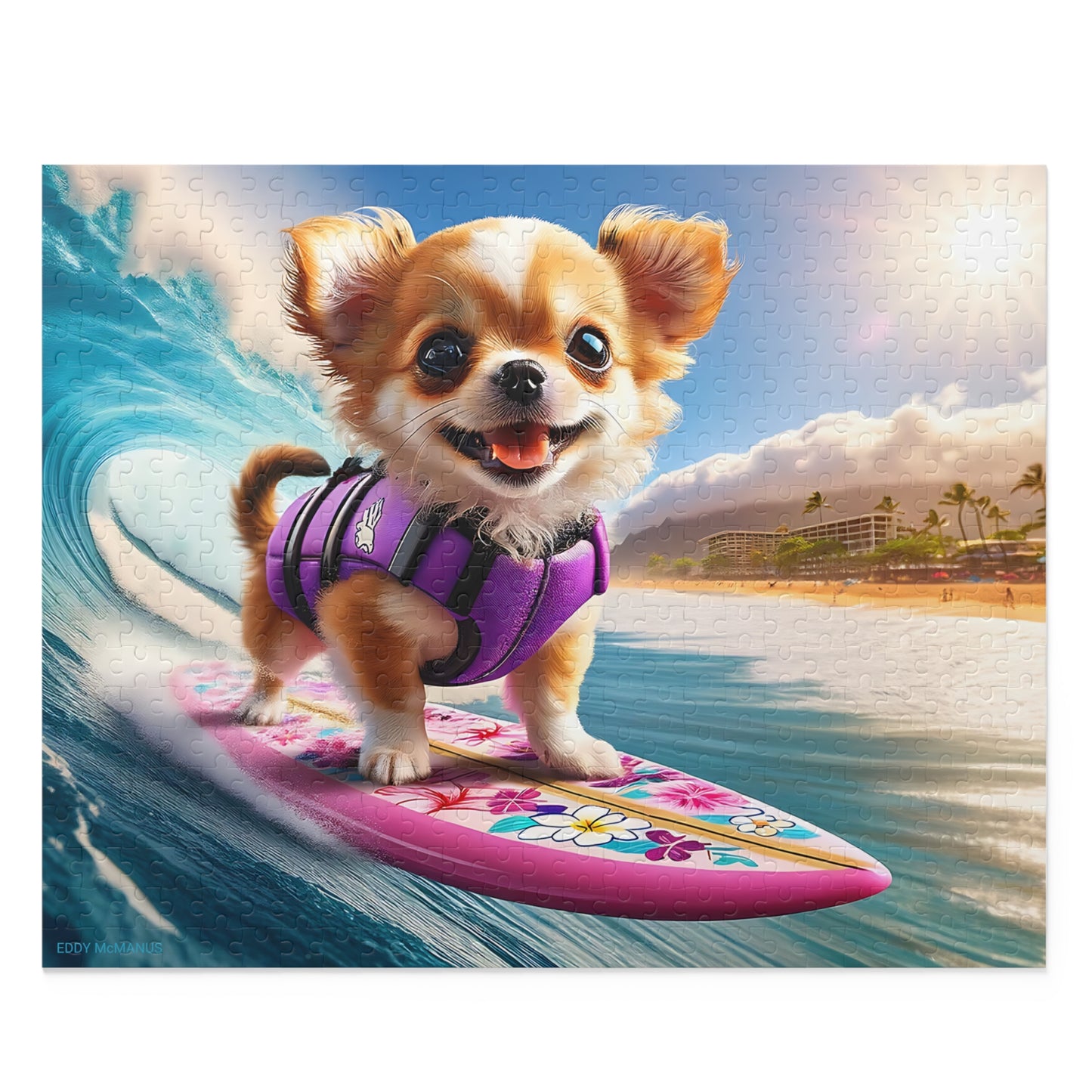 Surf Pups! Surfing Chihuahua Puppy Puzzle 7 - (120, 252, 500-Piece)