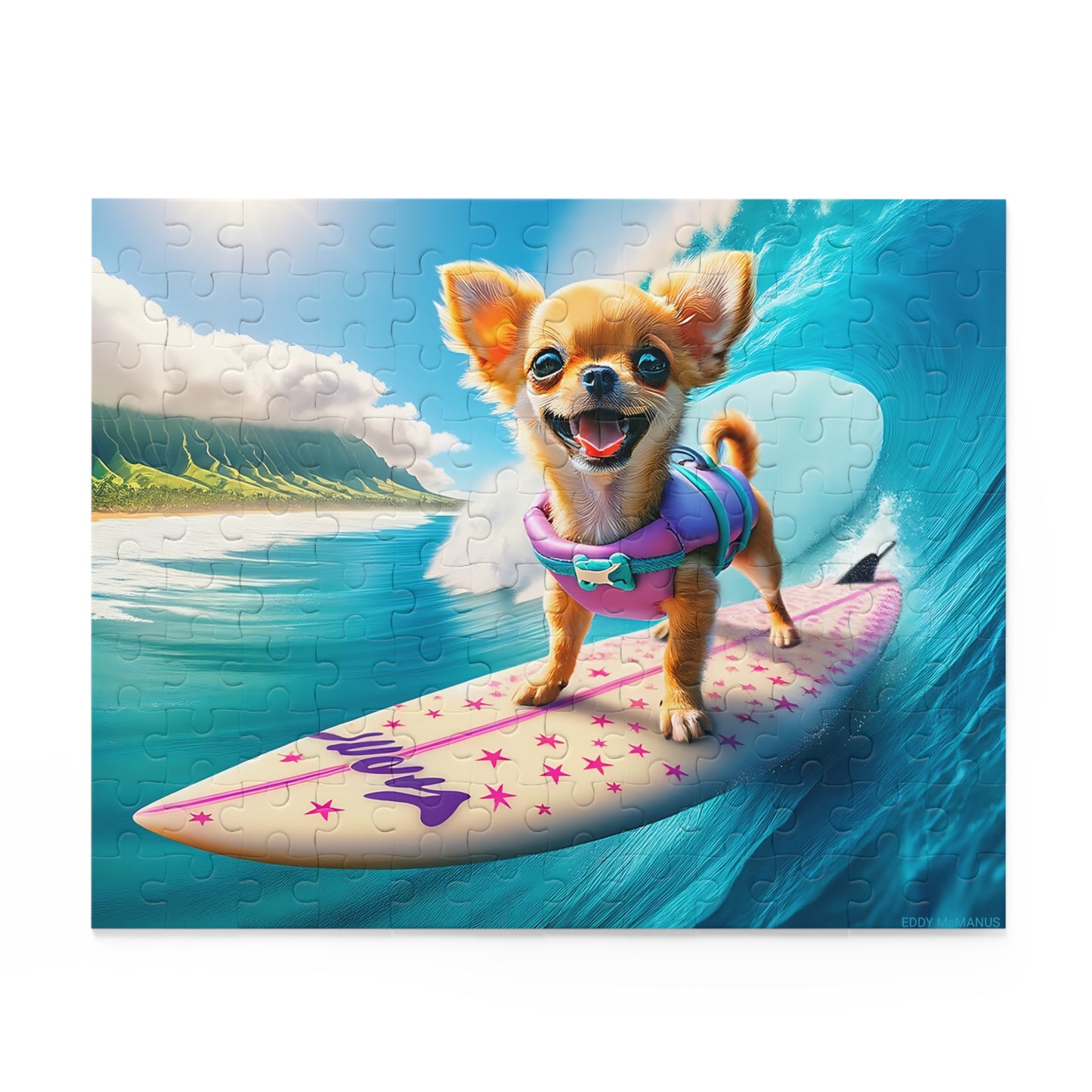 Surf Pups! Surfing Chihuahua Puppy Puzzle 9 - (120, 252, 500-Piece)