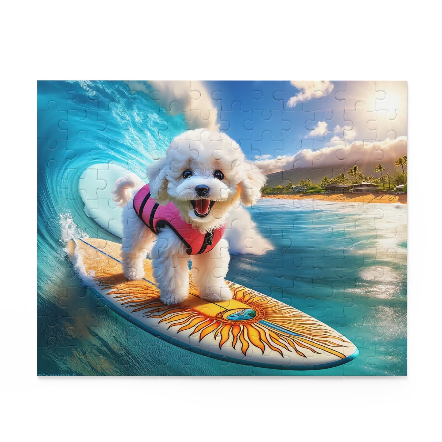 Surf Pups! Surfing Poodle Puppy Puzzle 10 - (120, 252, 500-Piece)