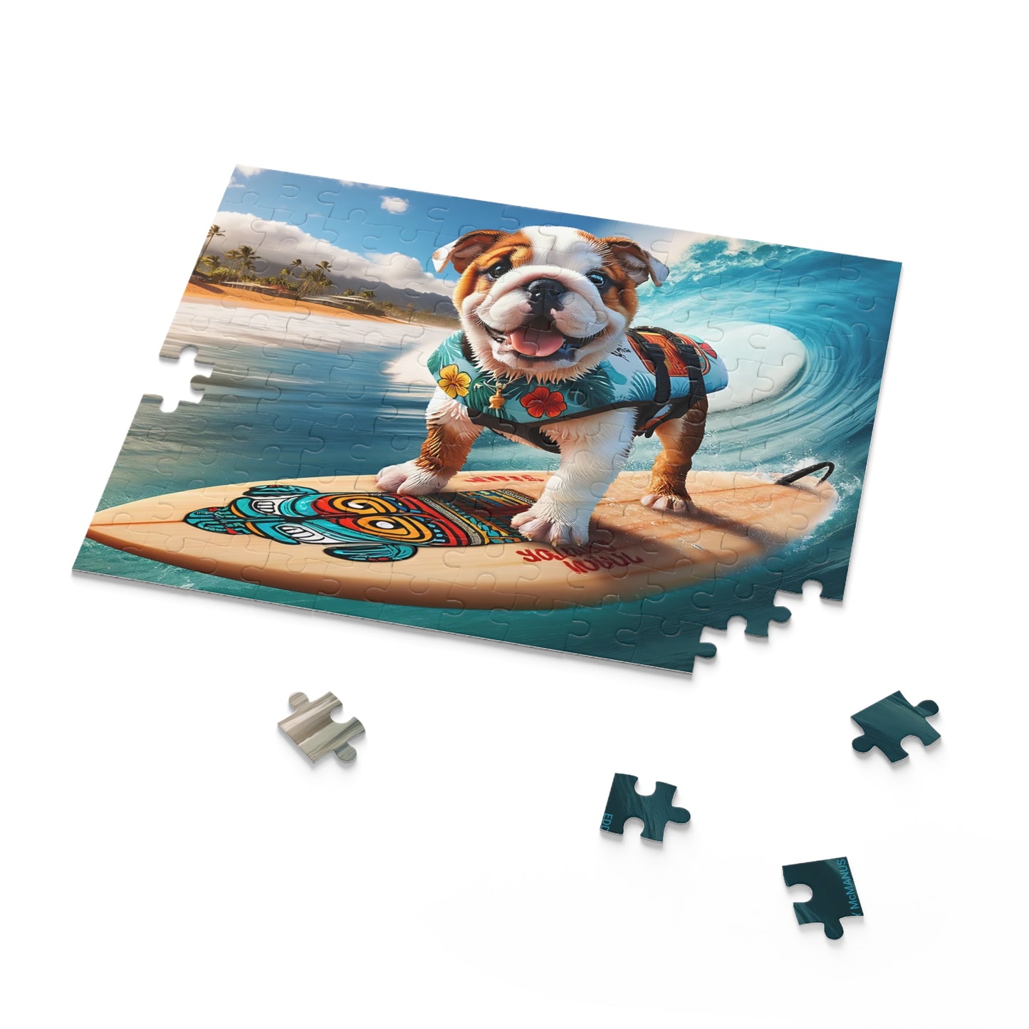 Surf Pups! Surfing English Bulldog Puppy Puzzle 5 - (120, 252, 500-Piece)