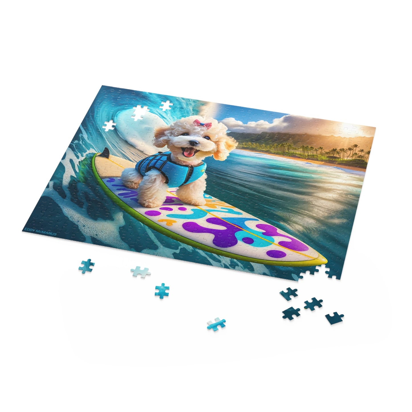 Surf Pups! Surfing Poodle Puppy Puzzle 2 - (120, 252, 500-Piece)