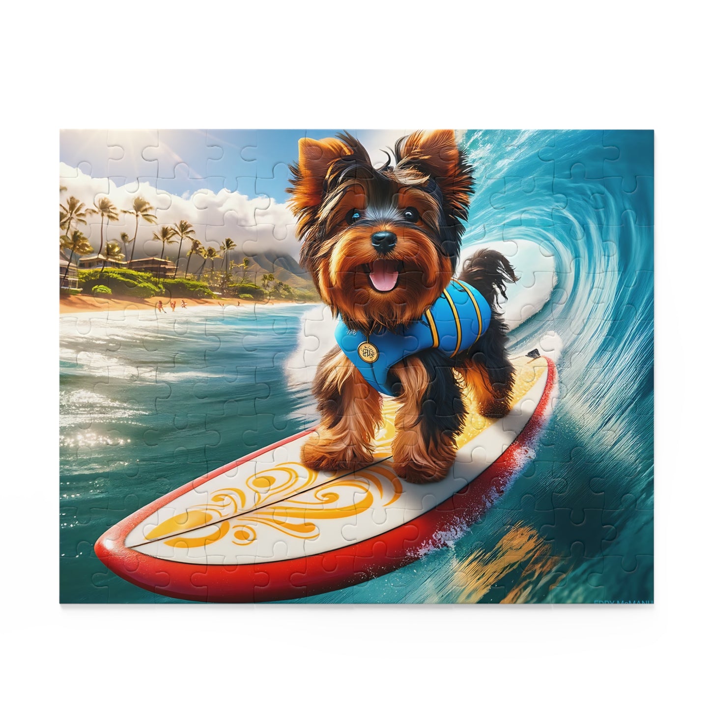 Surf Pups! Surfing Yorkie Puppy Puzzle 10 - (120, 252, 500-Piece)