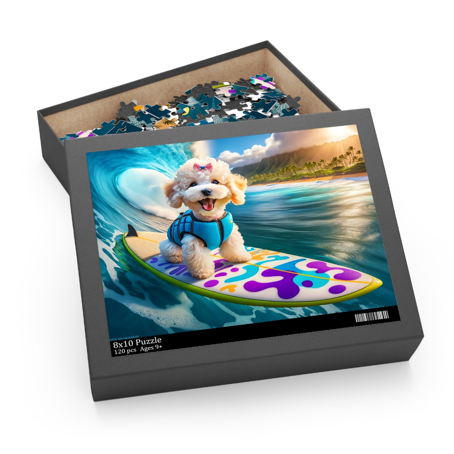 Surf Pups! Surfing Poodle Puppy Puzzle 2 - (120, 252, 500-Piece)