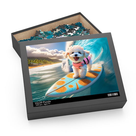 Surf Pups! Surfing Poodle Puppy Puzzle 11 - (120, 252, 500-Piece)