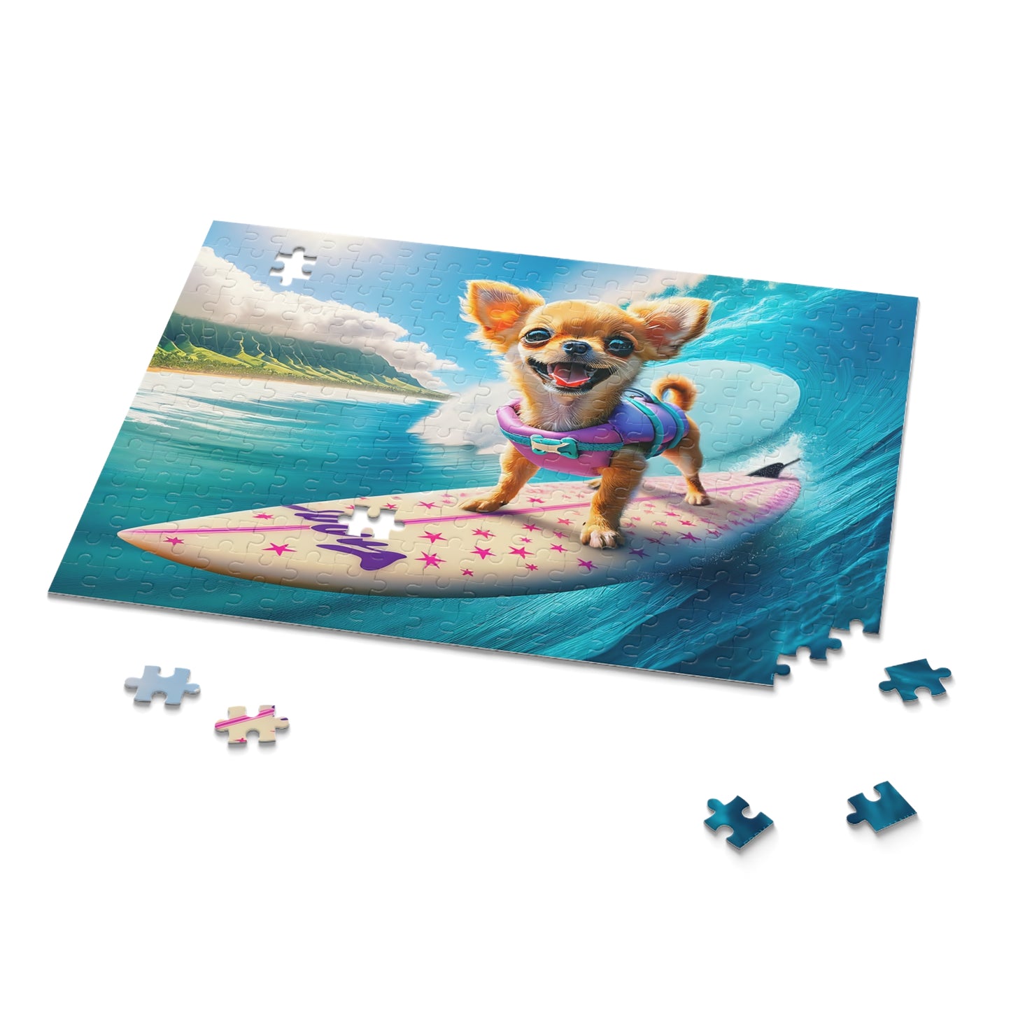 Surf Pups! Surfing Chihuahua Puppy Puzzle 9 - (120, 252, 500-Piece)