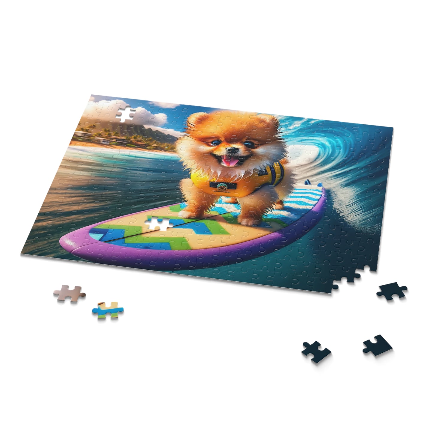 Surf Pups! Surfing Pomeranian Puppy Puzzle 7 - (120, 252, 500-Piece)