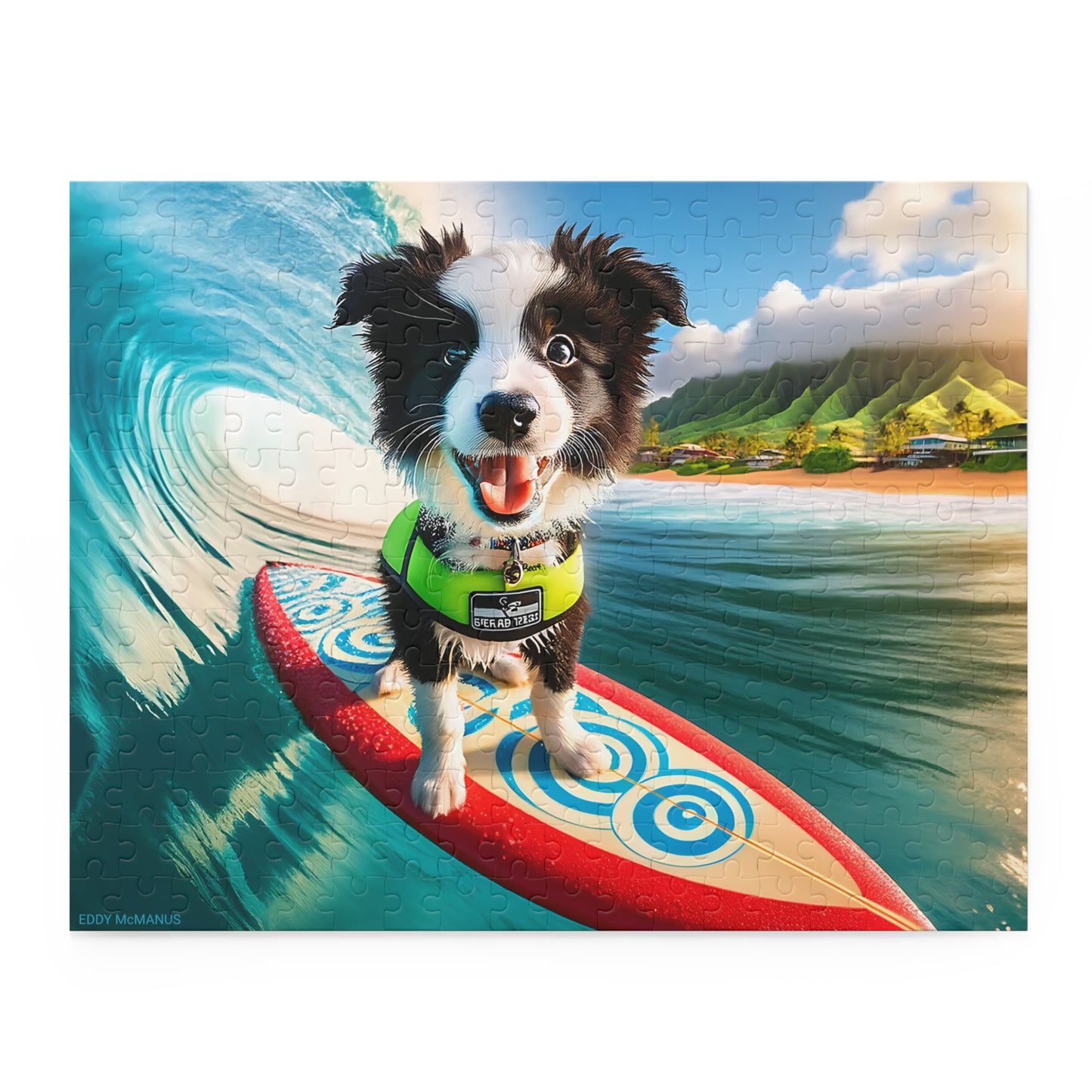 Surf Pups! Surfing Border Collie Puppy Puzzle 6 - (120, 252, 500-Piece)