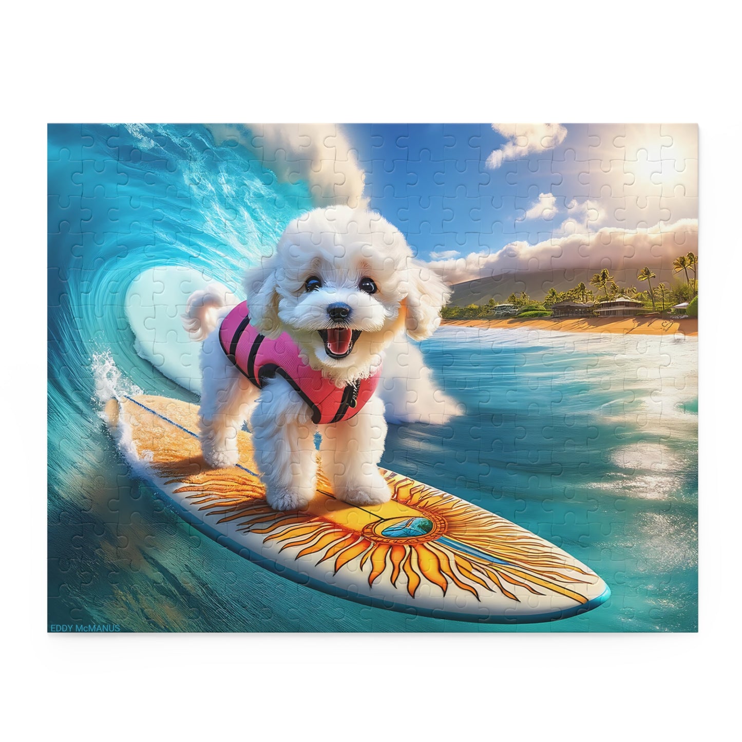 Surf Pups! Surfing Poodle Puppy Puzzle 10 - (120, 252, 500-Piece)