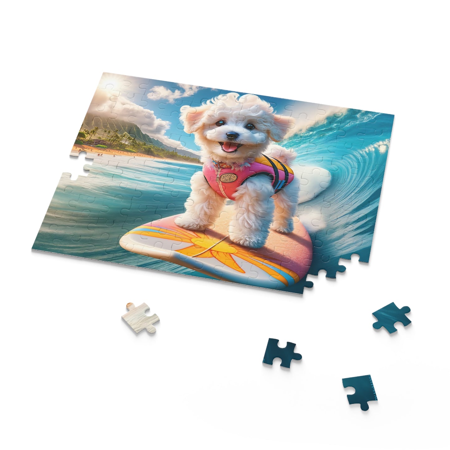 Surf Pups! Surfing Poodle Puppy Puzzle 4 - (120, 252, 500-Piece)
