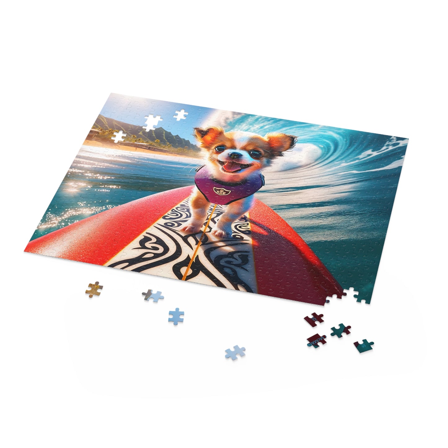 Surf Pups! Surfing Chihuahua Puppy Puzzle 6 - (120, 252, 500-Piece)