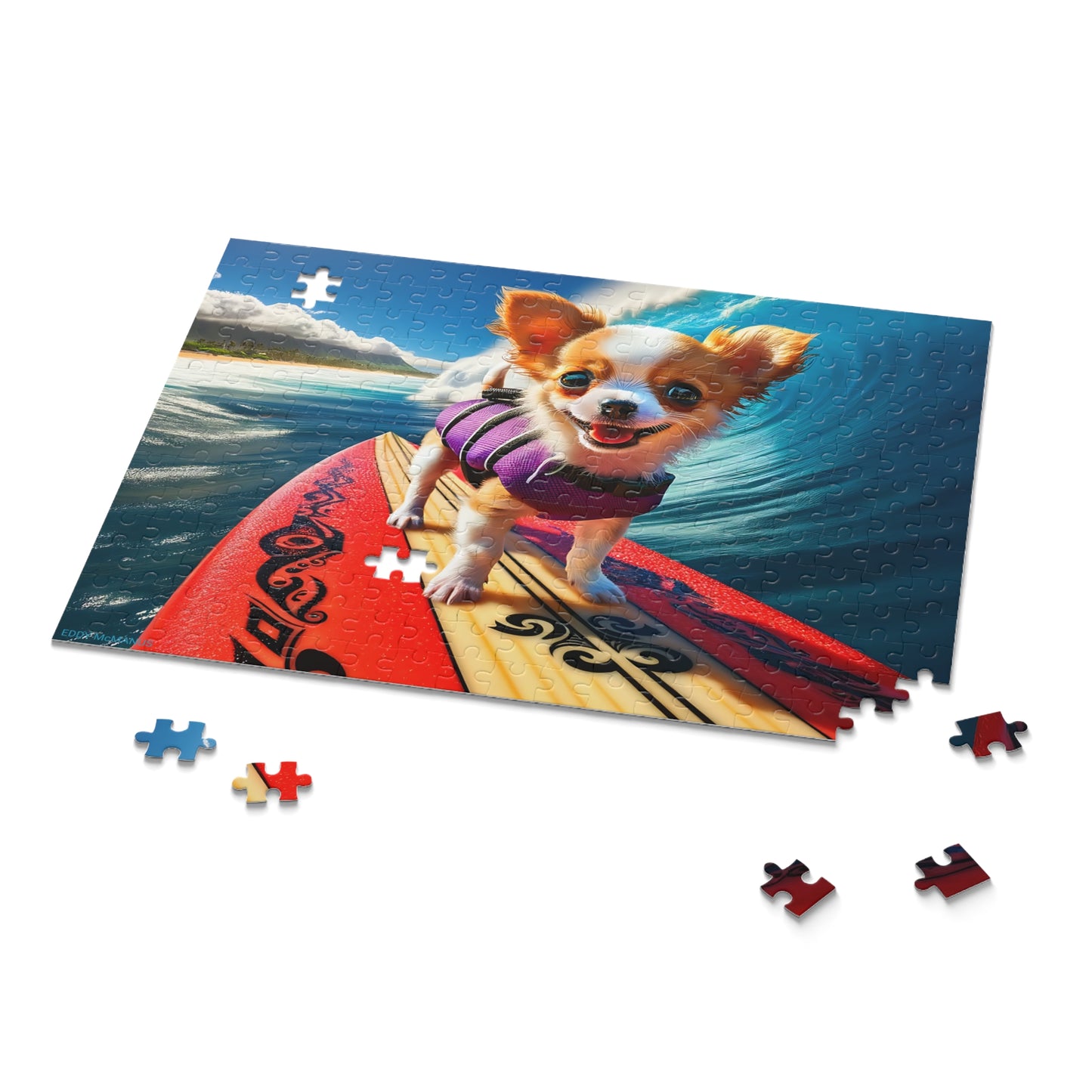 Surf Pups! Surfing Chihuahua Puppy Puzzle 5 - (120, 252, 500-Piece)