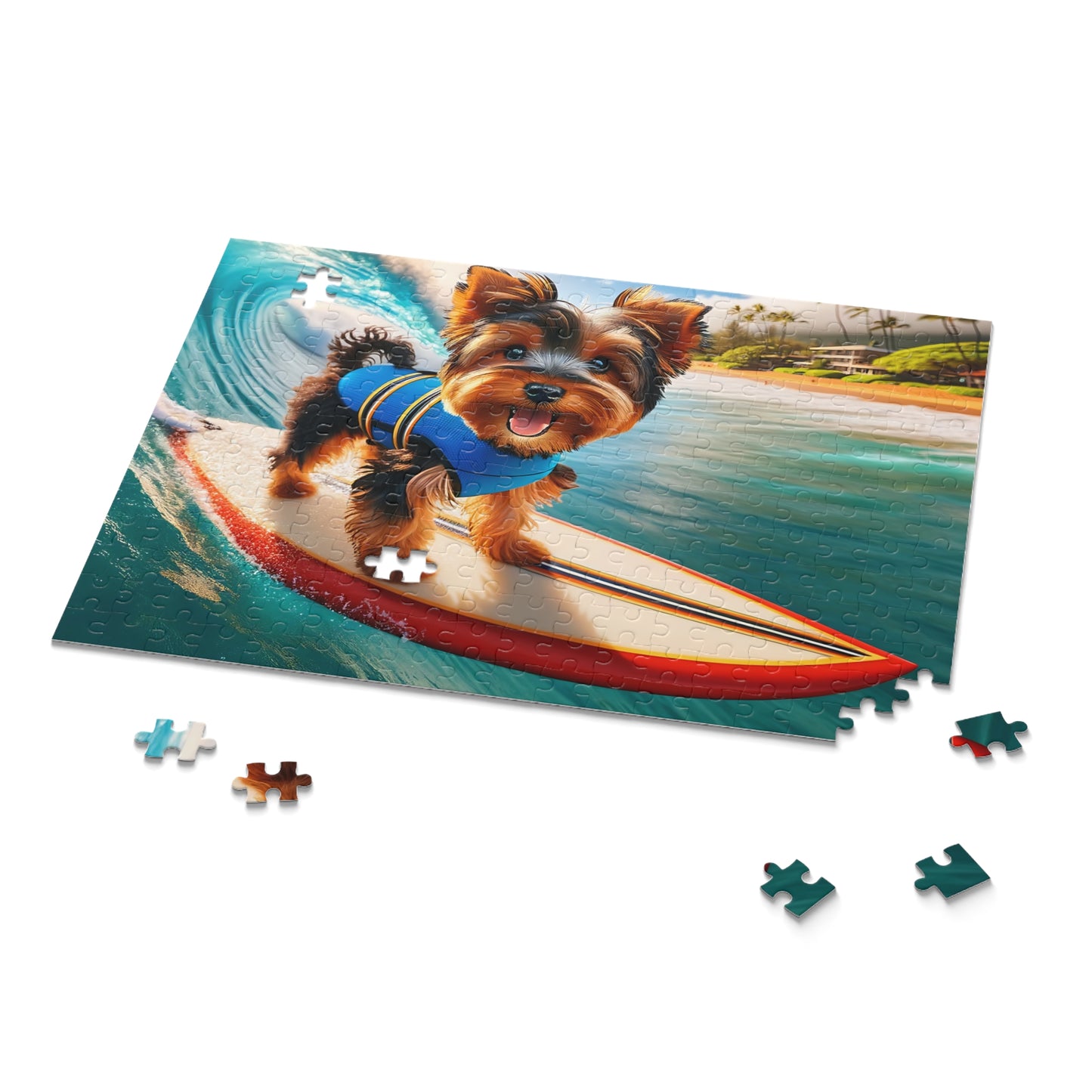 Surf Pups! Surfing Yorkie Puppy Puzzle 11 - (120, 252, 500-Piece)
