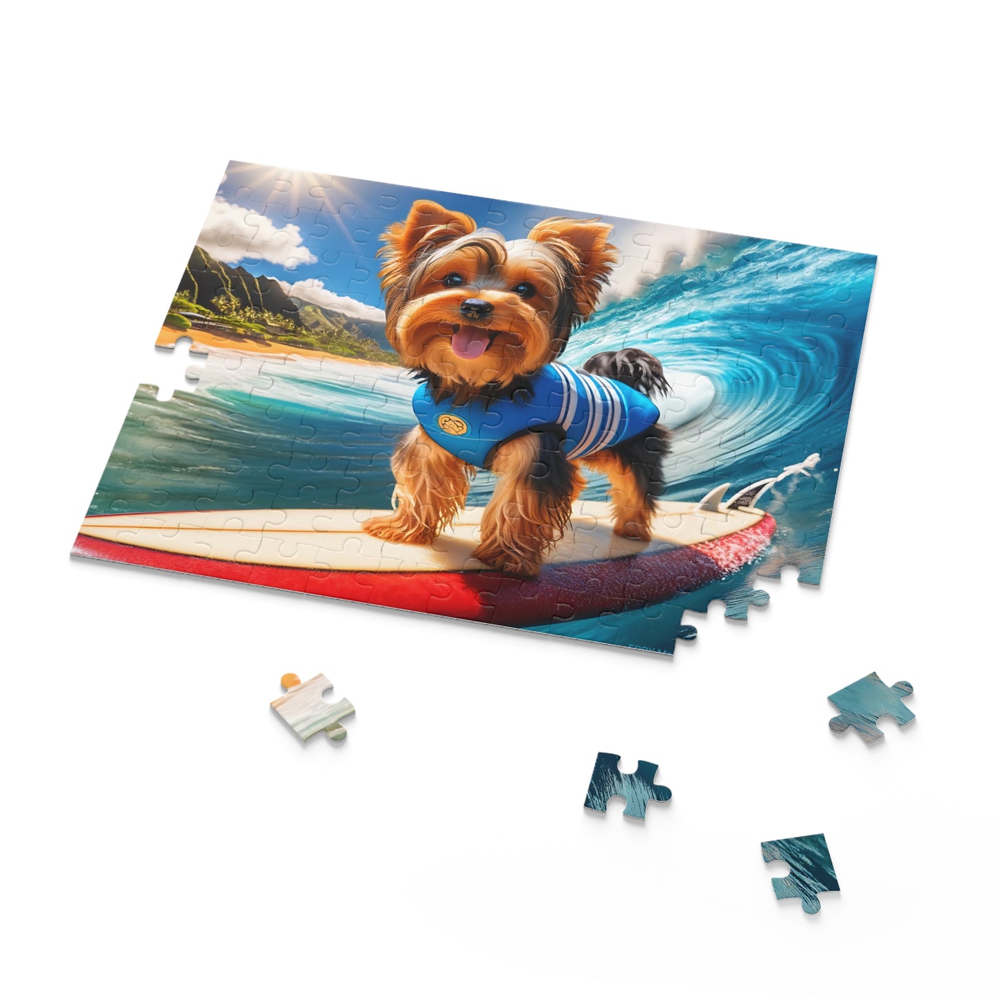 Surf Pups! Surfing Yorkie Puppy Puzzle 8 - (120, 252, 500-Piece)