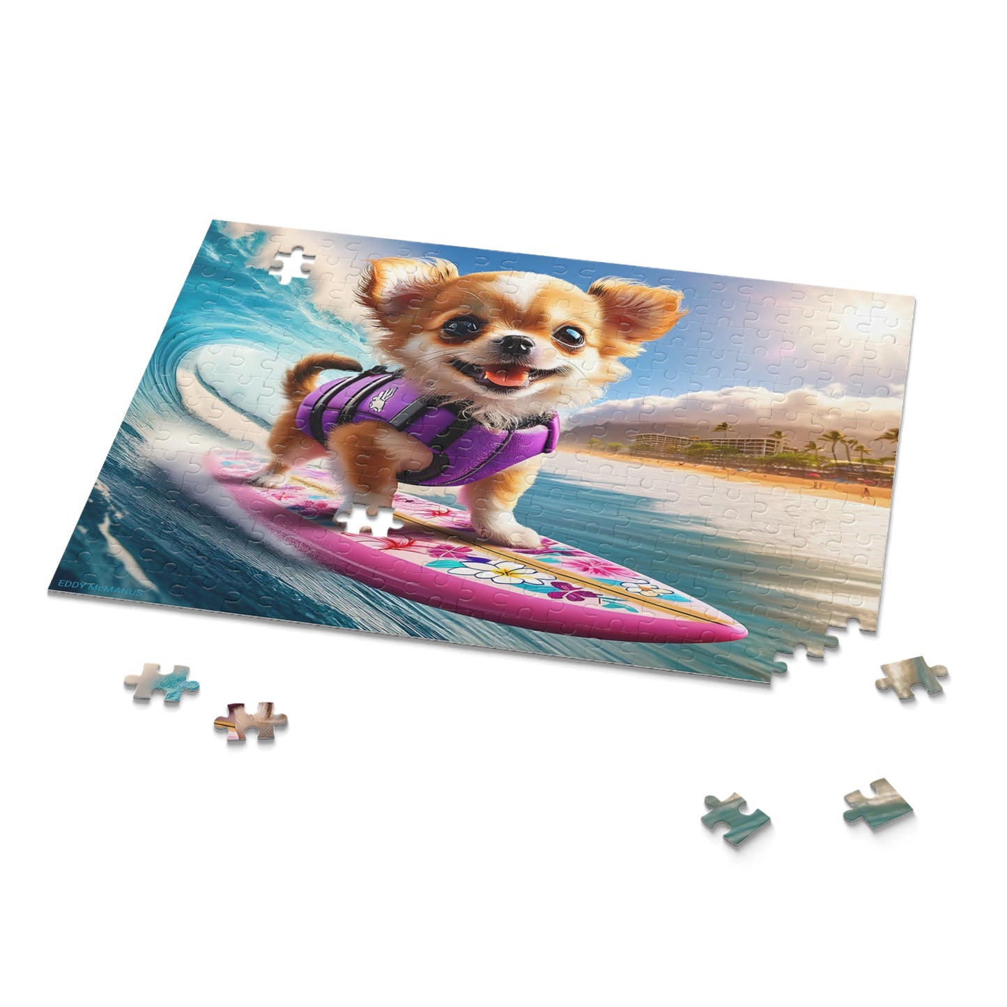 Surf Pups! Surfing Chihuahua Puppy Puzzle 7 - (120, 252, 500-Piece)
