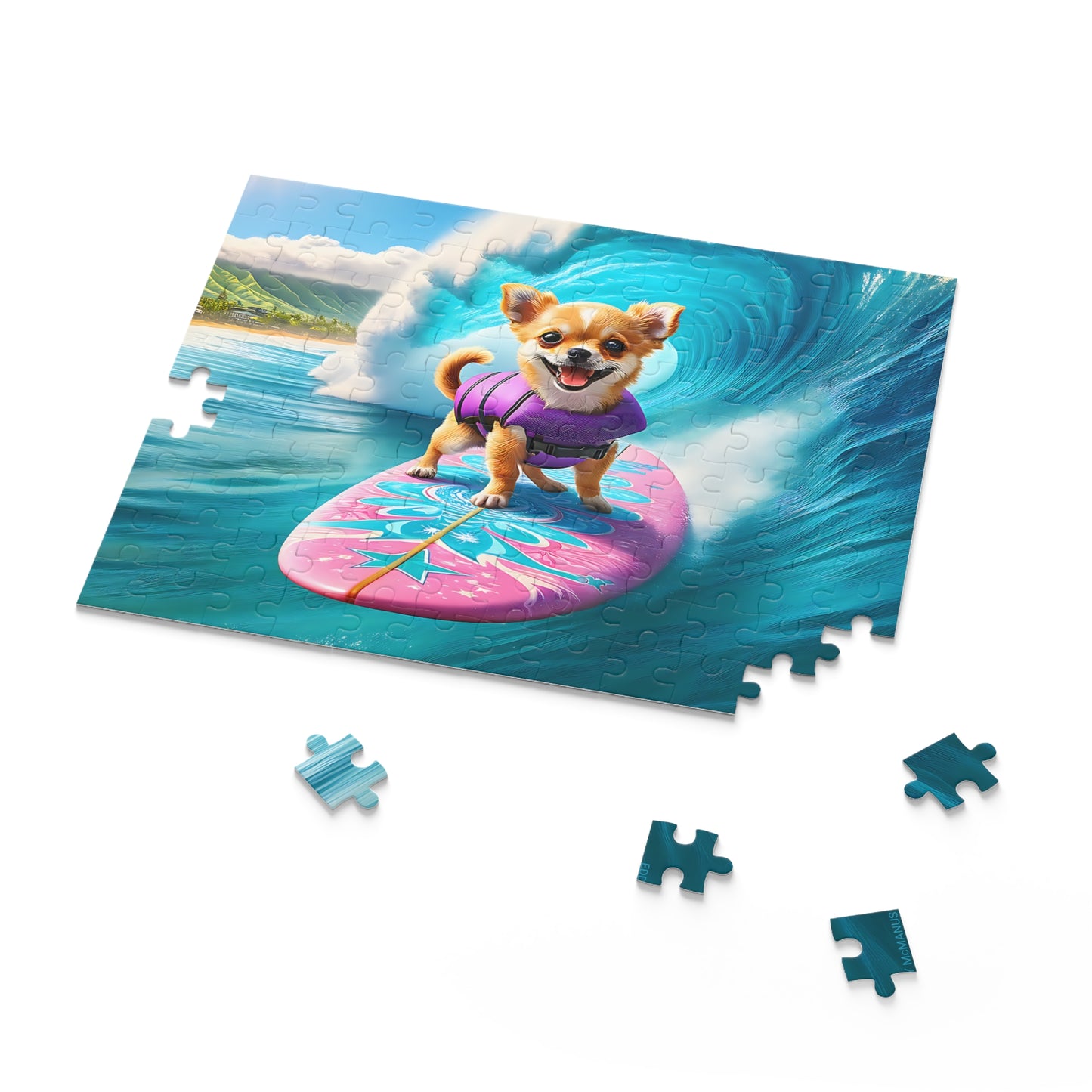 Surf Pups! Surfing Chihuahua Puppy Puzzle 10 - (120, 252, 500-Piece)